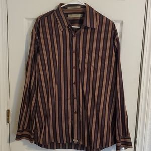 Men's Retreat Brown Striped Button Up Shirt